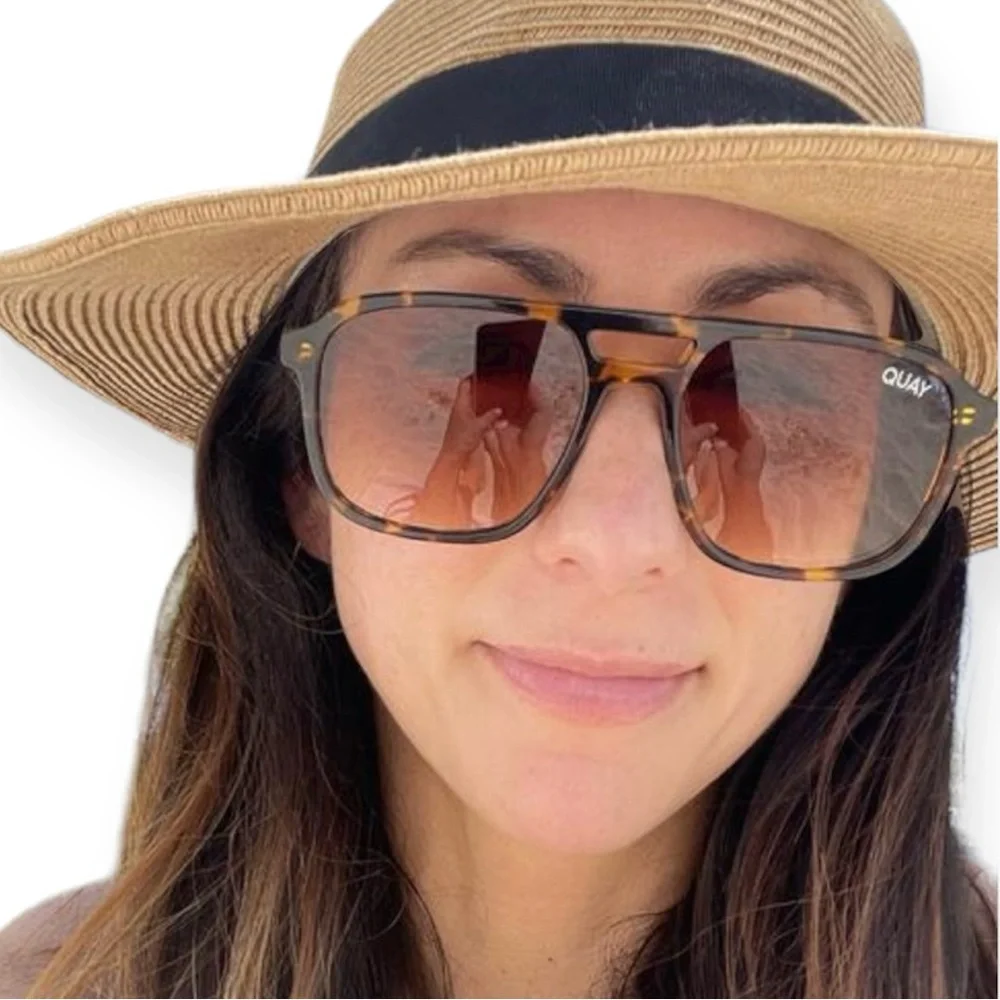 QUAY On The Fly Sunglasses Yellow Tortoise Brown Orange Gradient Lens Unisex NWT